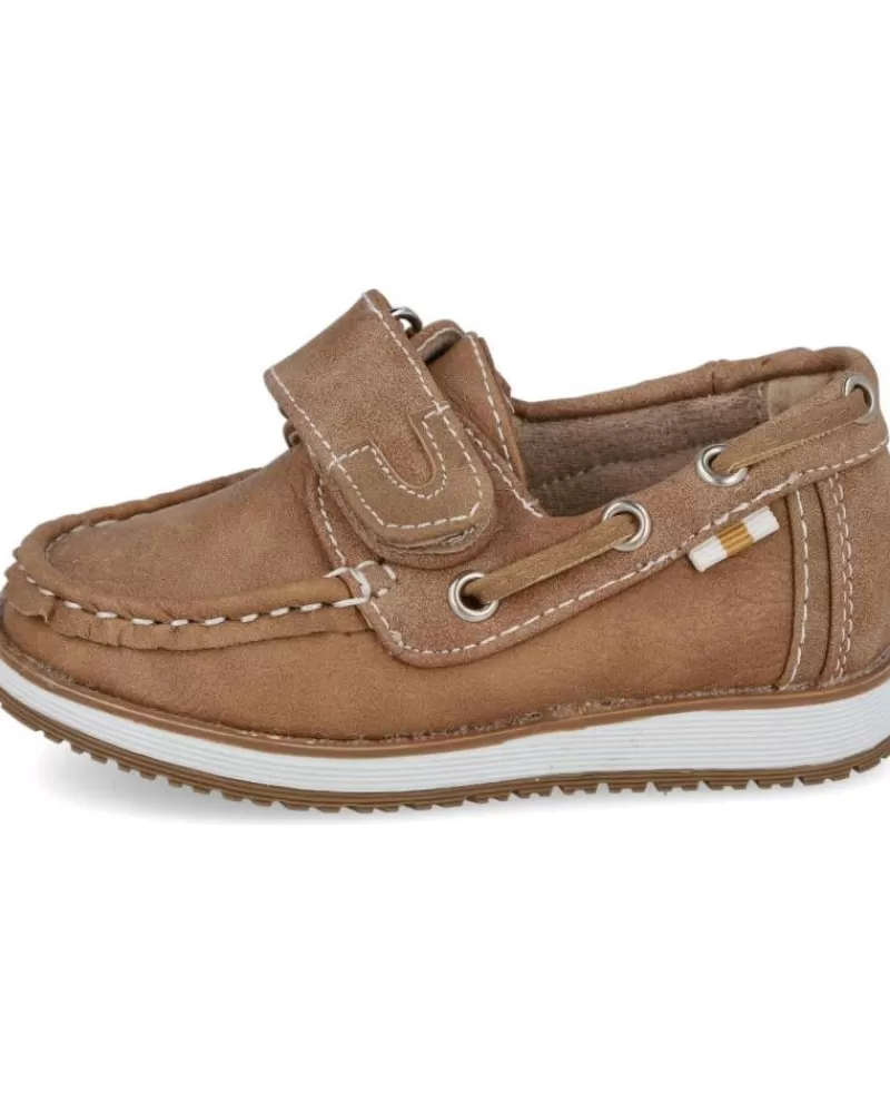 Boy BUBBLE BOBBLE Boat Shoes-Boy Boat Shoes 3-Ns599B Zapatos Nautico Velcro Camel
