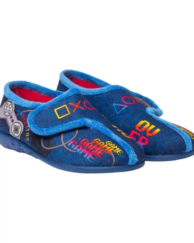 Boy ANGELITOS House Slipers-Boy House Slipers Pantufla Gamer 143 Azul