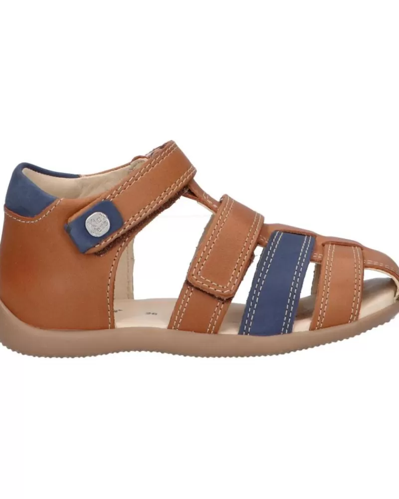 Boy KICKERS Sandals-Boy 927262-10 Bipod Cuir Cow A 116 Camel Bleu