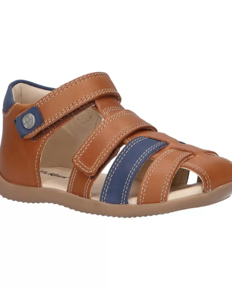 Boy KICKERS Sandals-Boy 927262-10 Bipod Cuir Cow A 116 Camel Bleu