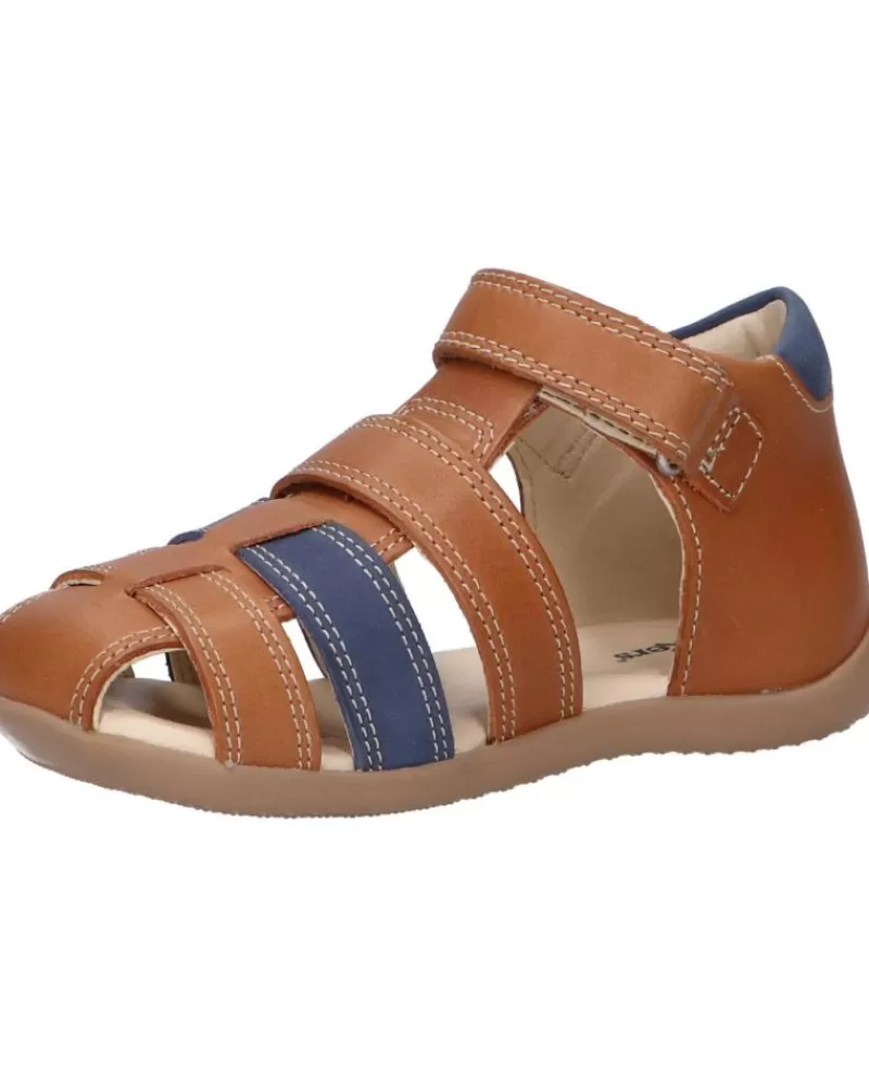 Boy KICKERS Sandals-Boy 927262-10 Bipod Cuir Cow A 116 Camel Bleu