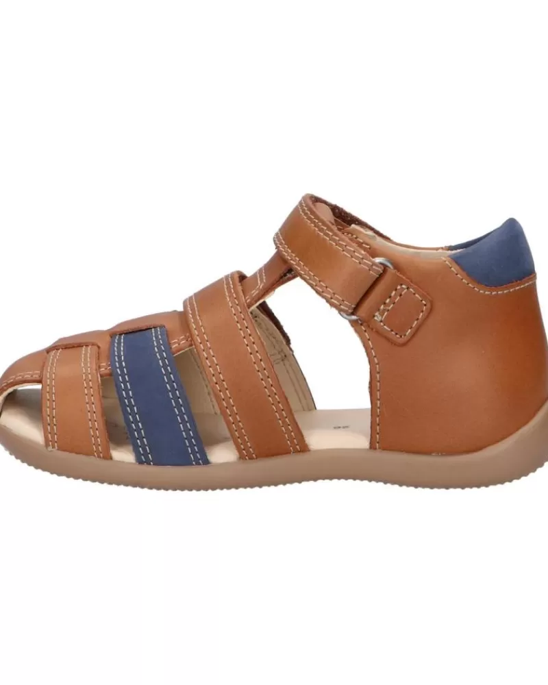 Boy KICKERS Sandals-Boy 927262-10 Bipod Cuir Cow A 116 Camel Bleu