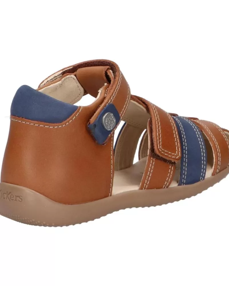 Boy KICKERS Sandals-Boy 927262-10 Bipod Cuir Cow A 116 Camel Bleu