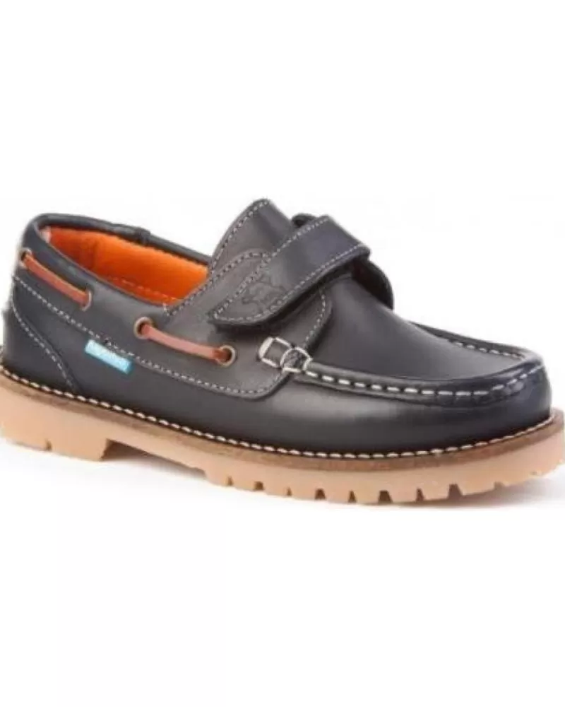 Boy ANGELITOS Boat Shoes-Boy Shoes 804Timber Velcro Marino