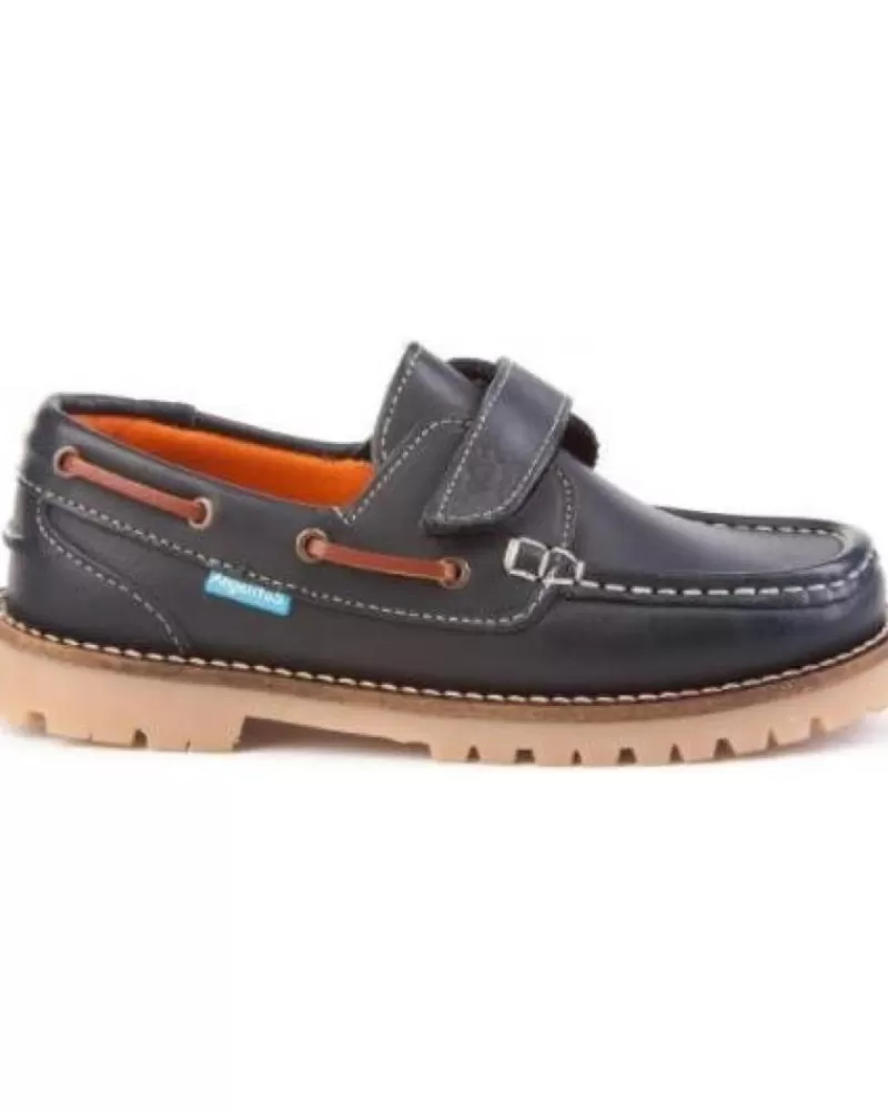 Boy ANGELITOS Boat Shoes-Boy Shoes 804Timber Velcro Marino