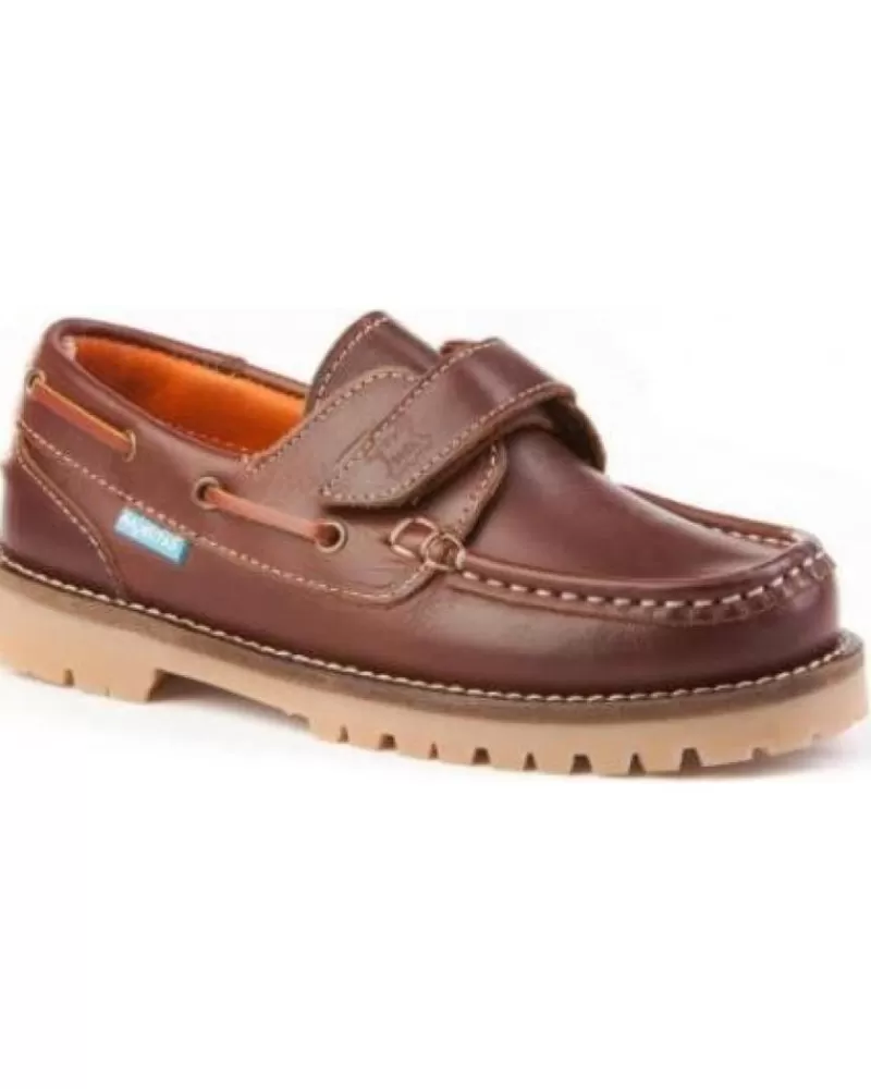 Boy ANGELITOS Boat Shoes-Boy Shoes 804Timber Velcro Marron