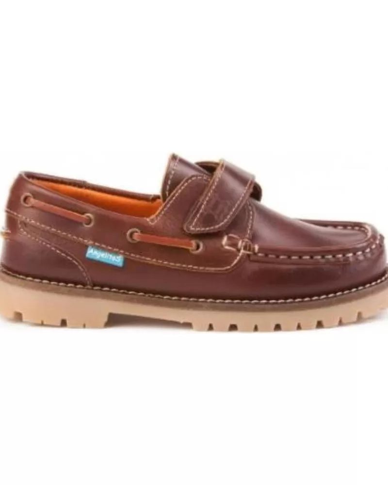 Boy ANGELITOS Boat Shoes-Boy Shoes 804Timber Velcro Marron