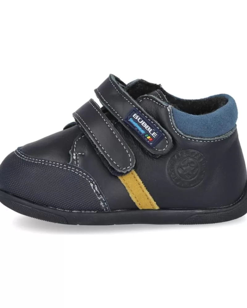 Boy BUBBLE BOBBLE Shoes-Boy Shoes Bubble Kids C363 Botas Piel Bebe Azul