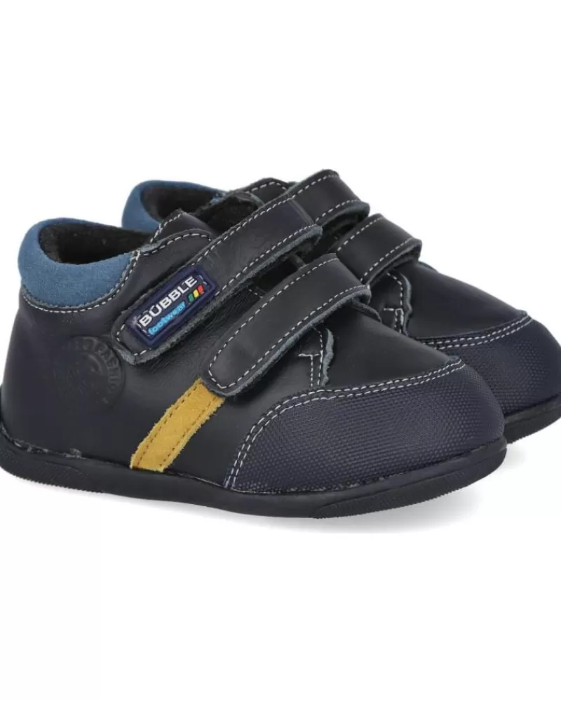 Boy BUBBLE BOBBLE Shoes-Boy Shoes Bubble Kids C363 Botas Piel Bebe Azul