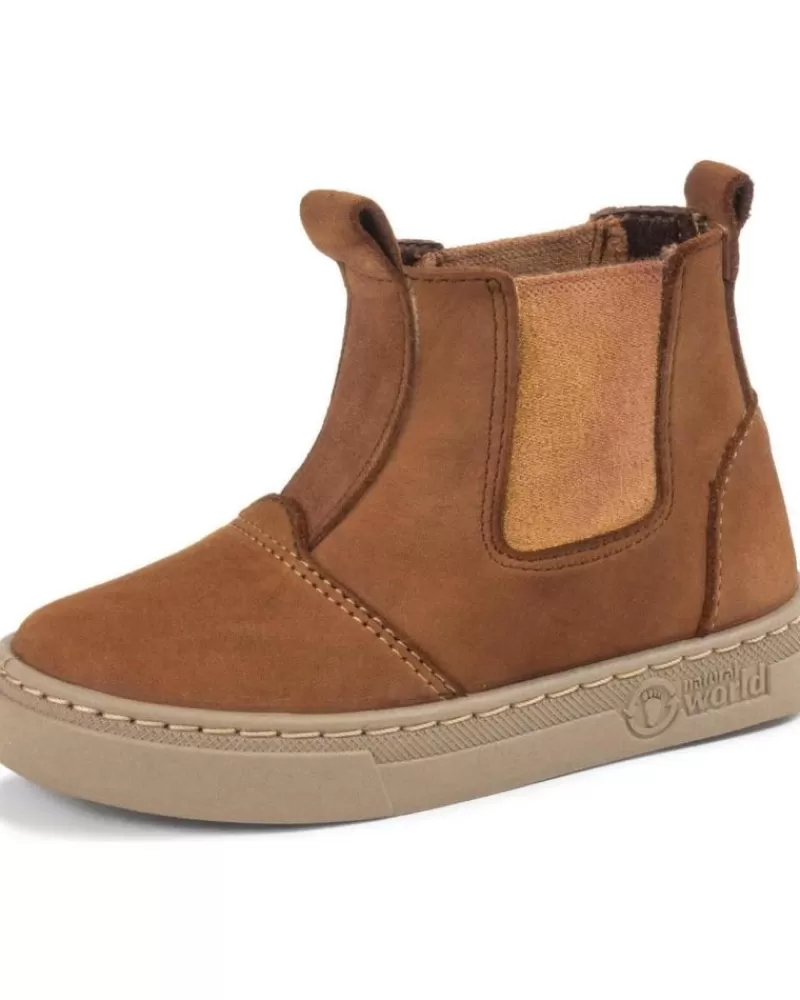 Boy NATURAL WORLD Shoes-Boy Shoes Bota Infantil 6982 N Ada Tipo Chelsea Cuero