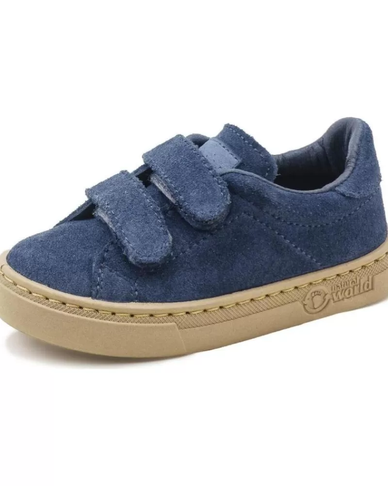 Boy NATURAL WORLD Shoes-Boy Shoes Zapato Infantil 6952 N Teo En Serraje Y Doble Tira Adherente Azul