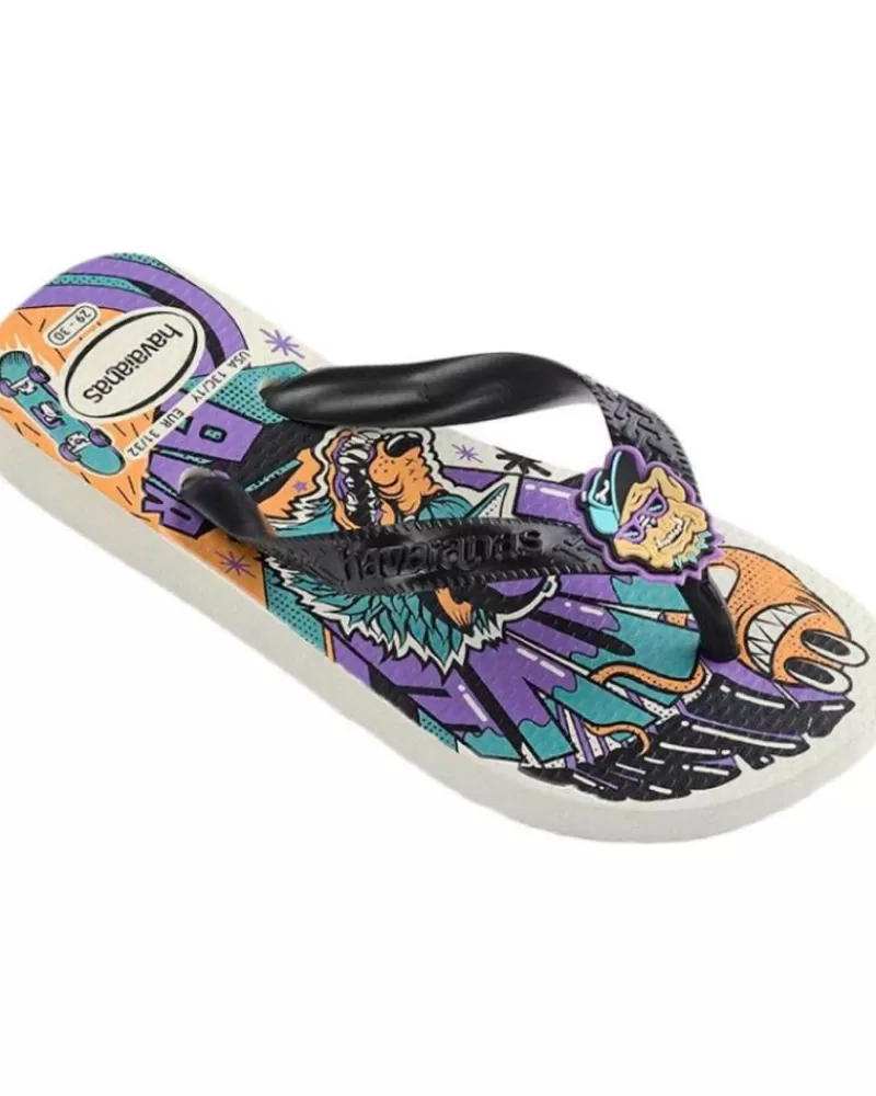 Boy HAVAIANAS Flip Flops-Girl And Boy Flip Flops Kids Top Grafitti Blanco