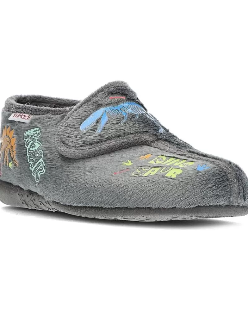 Boy VUL-LADI House Slipers-Girl And Boy House Slipers Pantuflas Vulladi 4241 Dino Gris