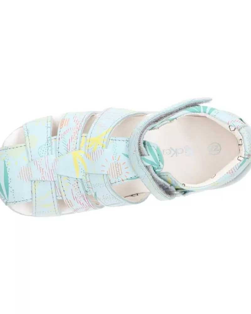 Boy KICKERS Sandals-Girl And Boy 895392-10 Bigflo-2 Cow Nappa 53 Bleu Clair Suns