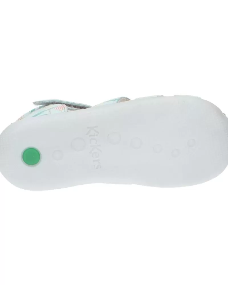 Boy KICKERS Sandals-Girl And Boy 895392-10 Bigflo-2 Cow Nappa 53 Bleu Clair Suns