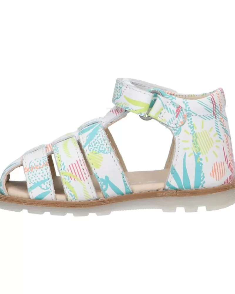 Boy KICKERS Sandals-Girl And Boy 927621-10 Nonopi Cow Nappa 33 Blanc Sunshine