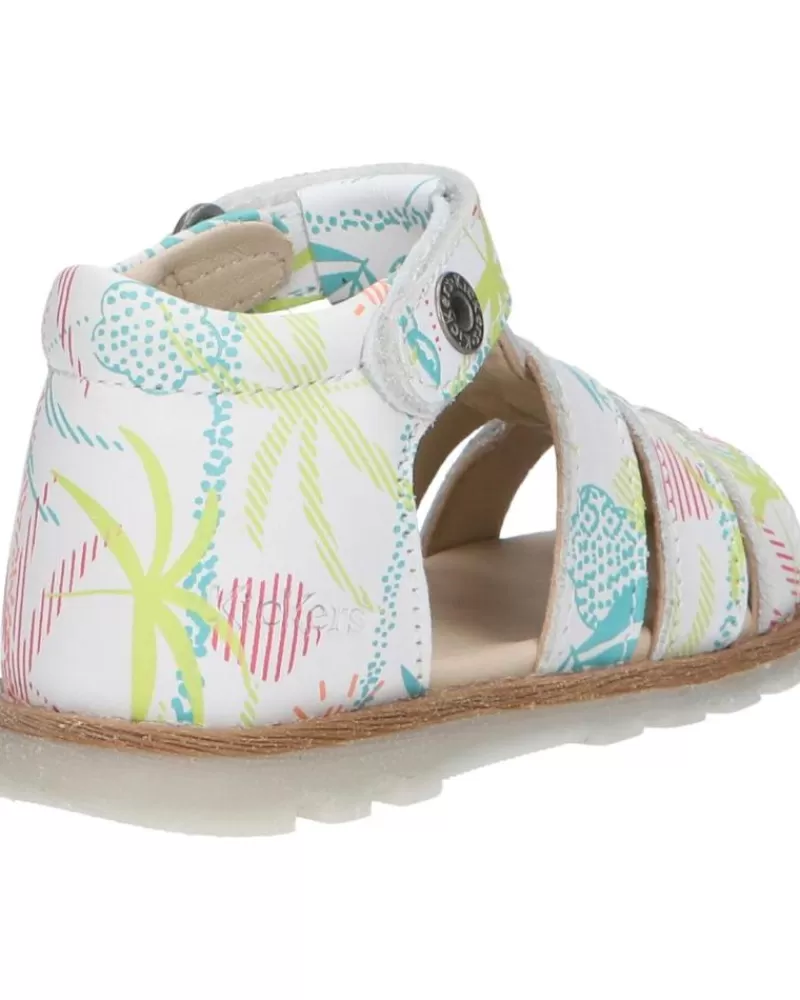 Boy KICKERS Sandals-Girl And Boy 927621-10 Nonopi Cow Nappa 33 Blanc Sunshine