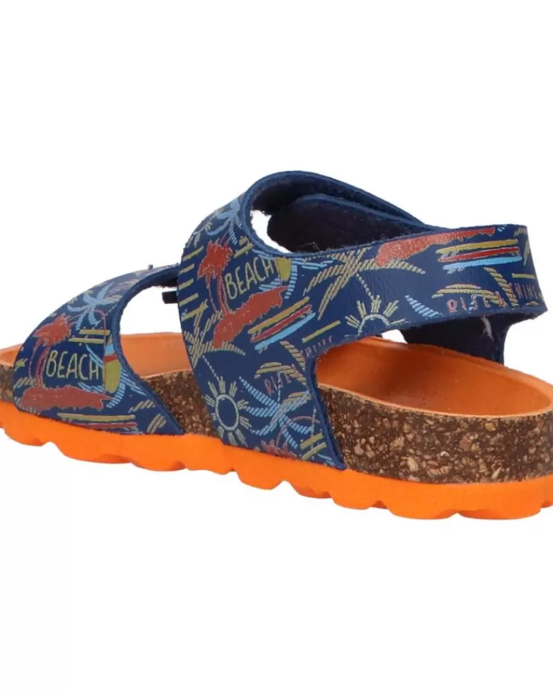 Boy KICKERS Sandals-Girl And Boy Sandals 895454-10 Summerkro Synth 102 Marine Surf
