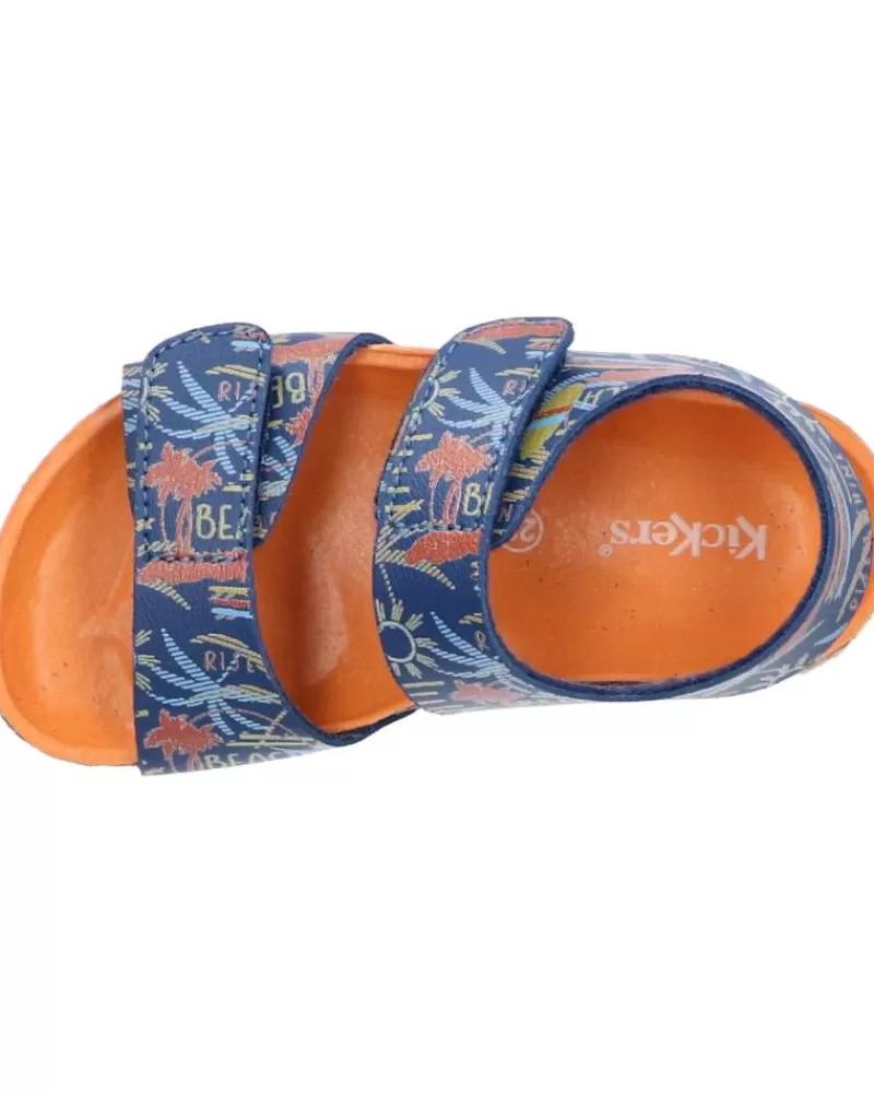 Boy KICKERS Sandals-Girl And Boy Sandals 895454-10 Summerkro Synth 102 Marine Surf