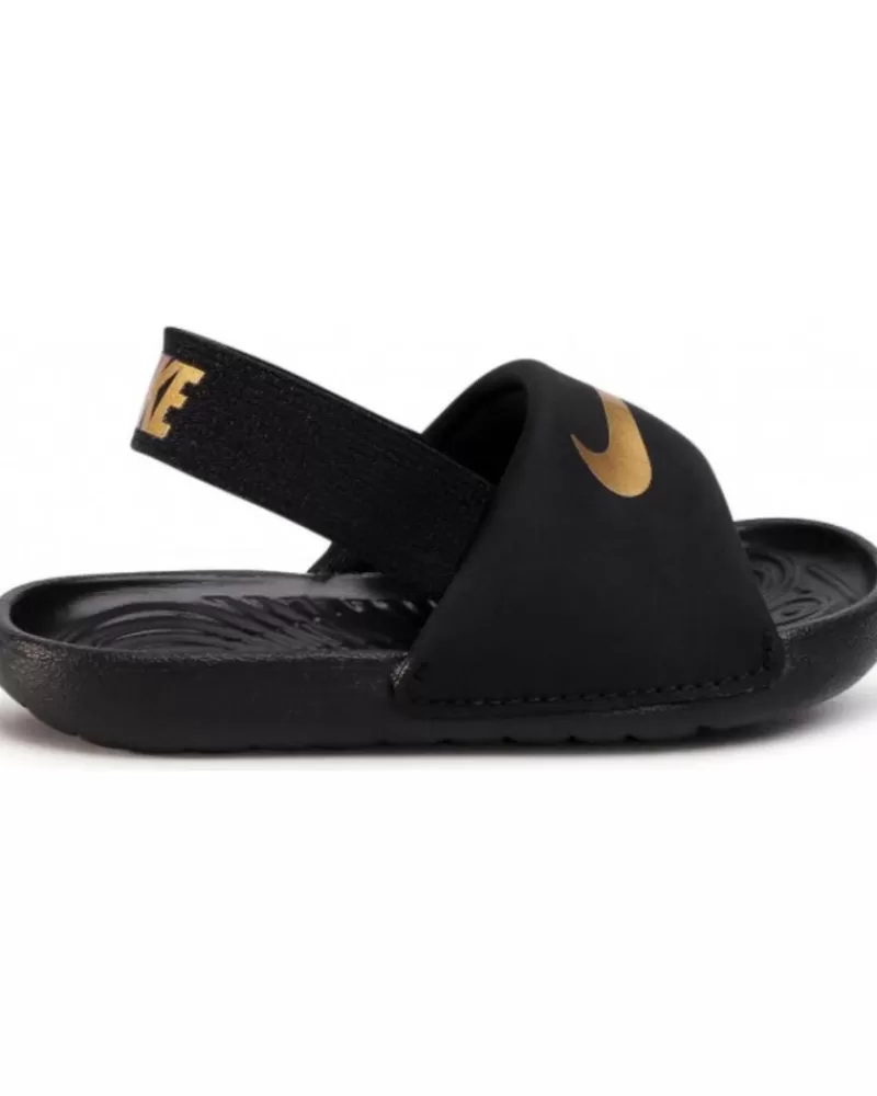 Boy NIKE Sandals-Girl And Boy Sandals Sandalias Kawa Slide Negro Dorado Multi