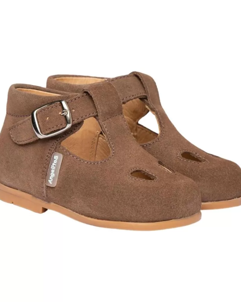 Boy ANGELITOS Shoes-Girl And Boy Shoes Pepito Piel Serraje 634 Taupe