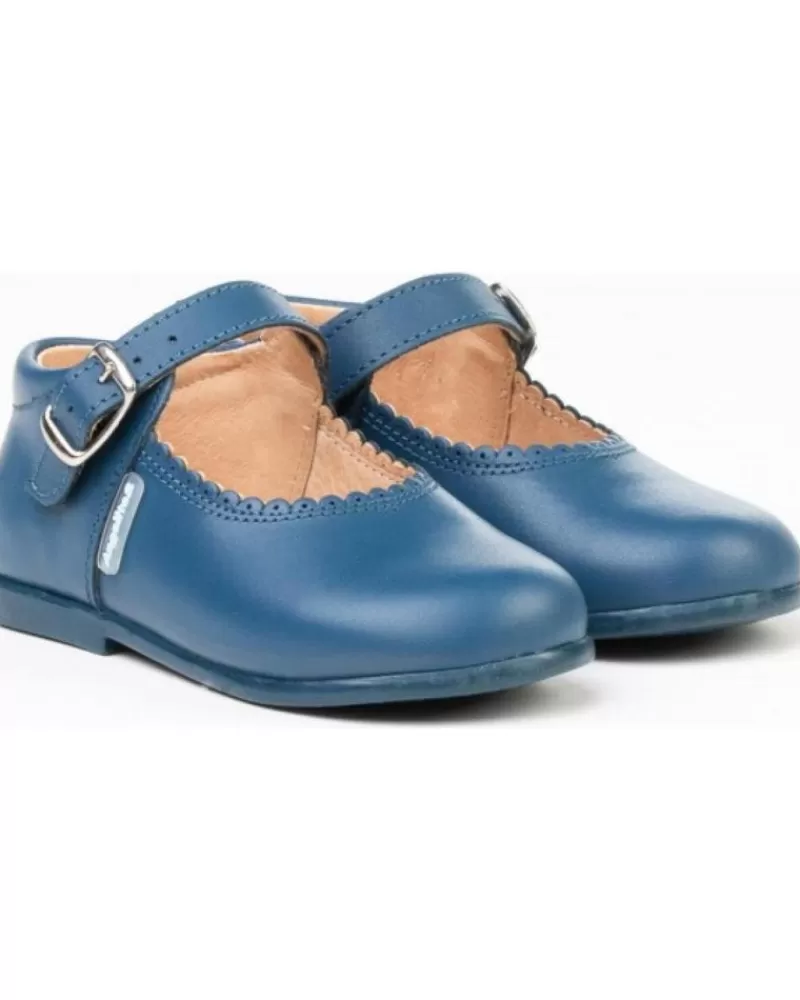 Boy ANGELITOS Shoes-Girl And Boy Shoes Zapato Merceditas Piel 500 Azul
