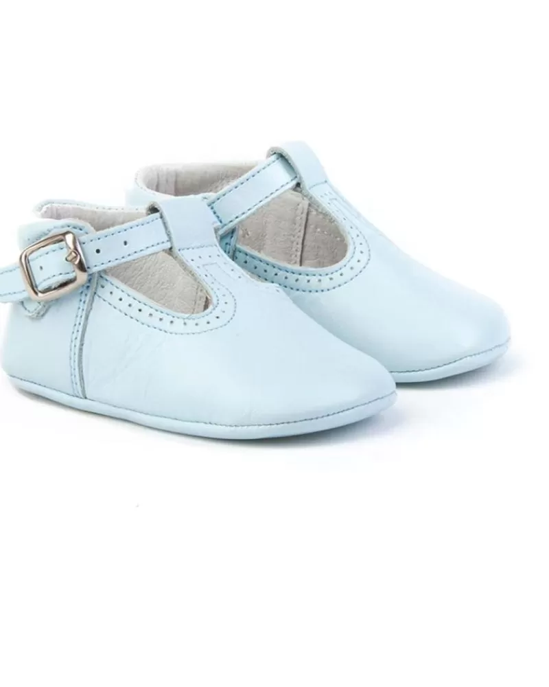 Boy ANGELITOS Infant-Girl And Boy Shoes Zapato Patuco Piel 247 Celeste