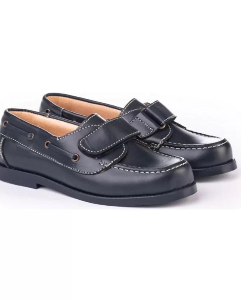 Girl ANGELITOS Boat Shoes-Girl Boat Shoes Nautico Piel 350 Marino