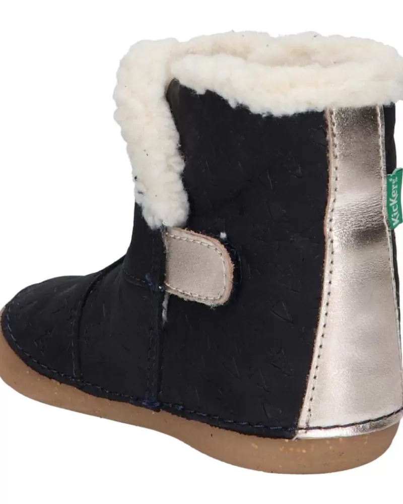 Girl KICKERS Mid Boots-Girl Boots 909740-10 So Windy 102 Marine Or Fanta