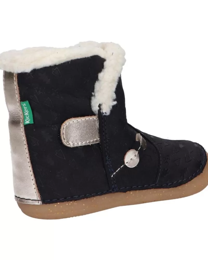 Girl KICKERS Mid Boots-Girl Boots 909740-10 So Windy 102 Marine Or Fanta