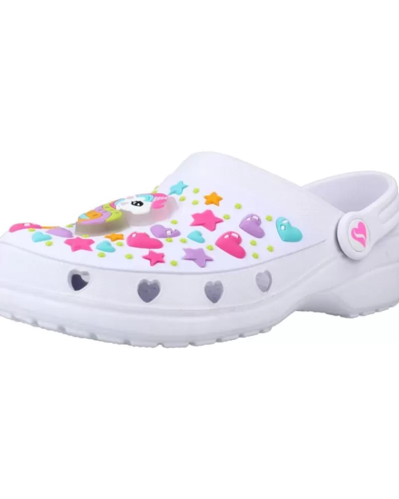 Girl SKECHERS Clogs-Girl Clogs Heart Charmer-Unicorn Delig Blanco