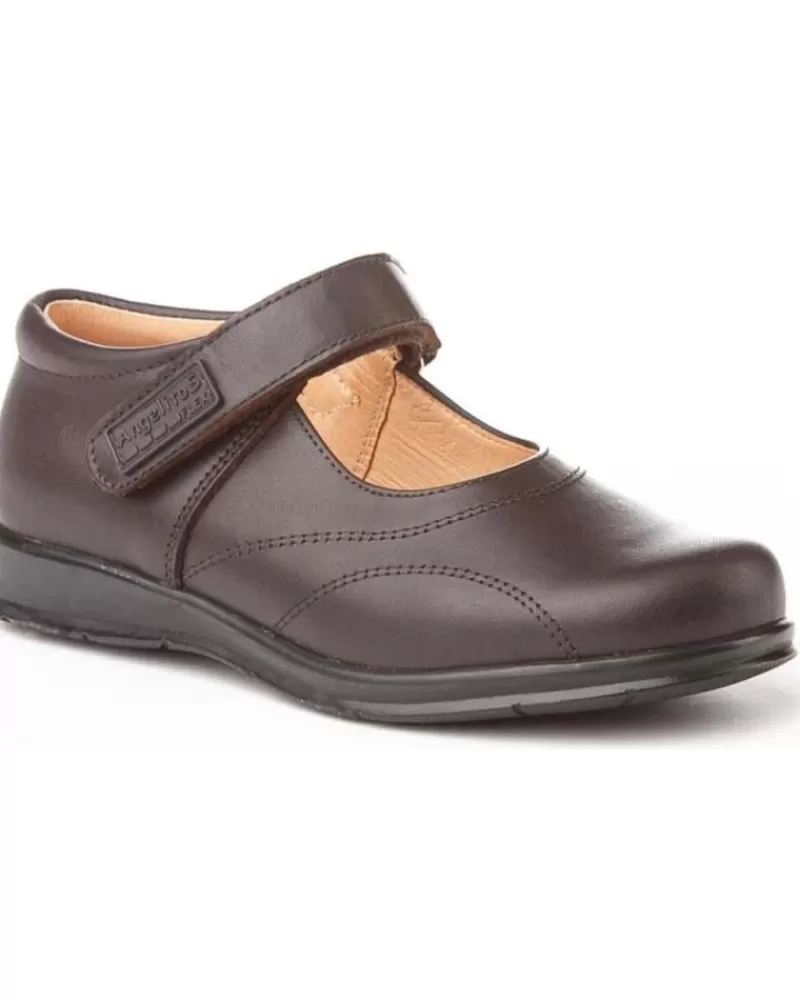 Girl ANGELITOS Flat Shoes-Girl Flat Shoes Bailarinas 461 Marron