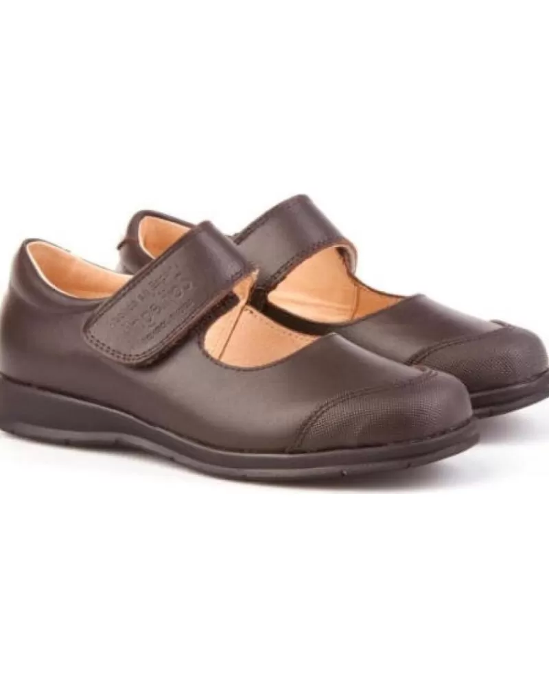Girl ANGELITOS Flat Shoes-Girl Flat Shoes Bailarinas 463 Marron