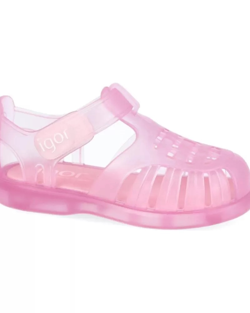 Girl IGOR Flip Flops-Girl Flip Flops Tobby Velcro Cangrejeras Nina Rosa