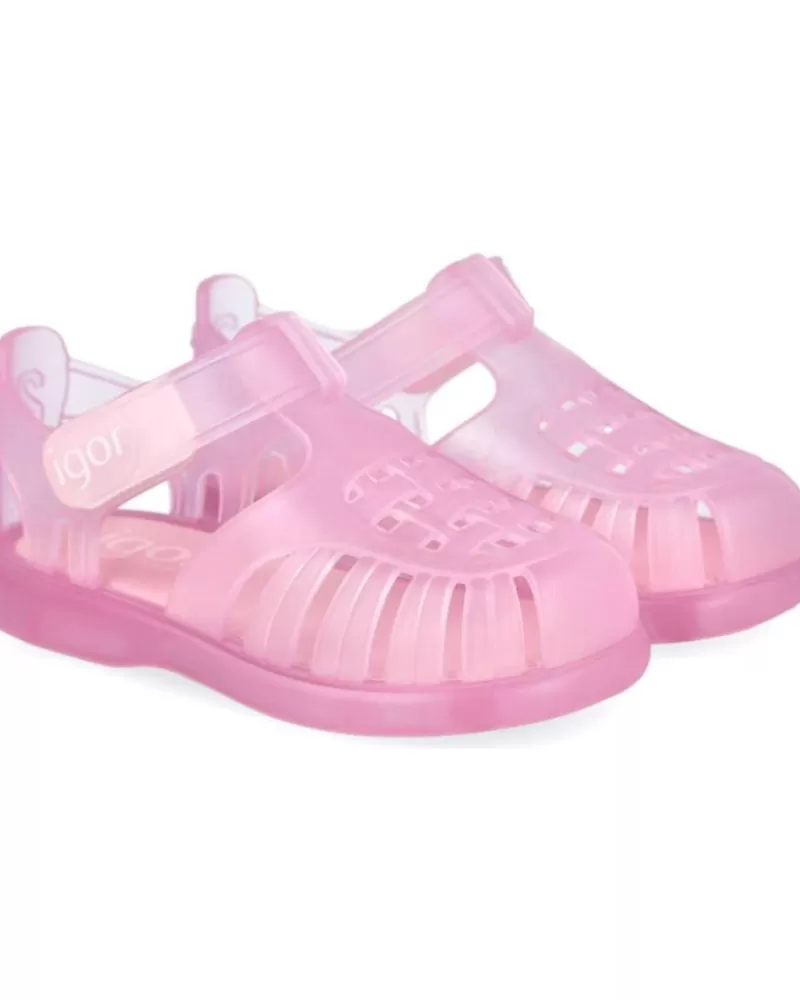 Girl IGOR Flip Flops-Girl Flip Flops Tobby Velcro Cangrejeras Nina Rosa