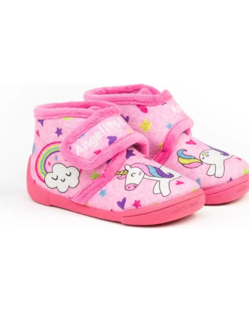 Girl ANGELITOS House Slipers-Girl House Slipers Pantufla Infantil Unicornio 138 Rosa