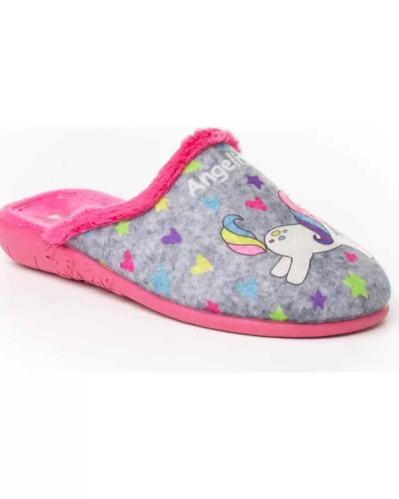Girl ANGELITOS House Slipers-Girl House Slipers Pantufla Unicornio 134 Gris