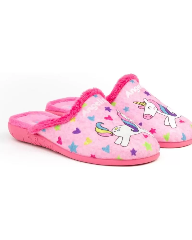 Girl ANGELITOS House Slipers-Girl House Slipers Pantufla Unicornio 134 Rosa