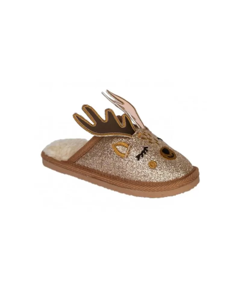 Girl CONGUITOS House Slipers-Girl House Slipers Zapatillas De Andar Por Casa Con Suela De Goma Detalle Reno Platino