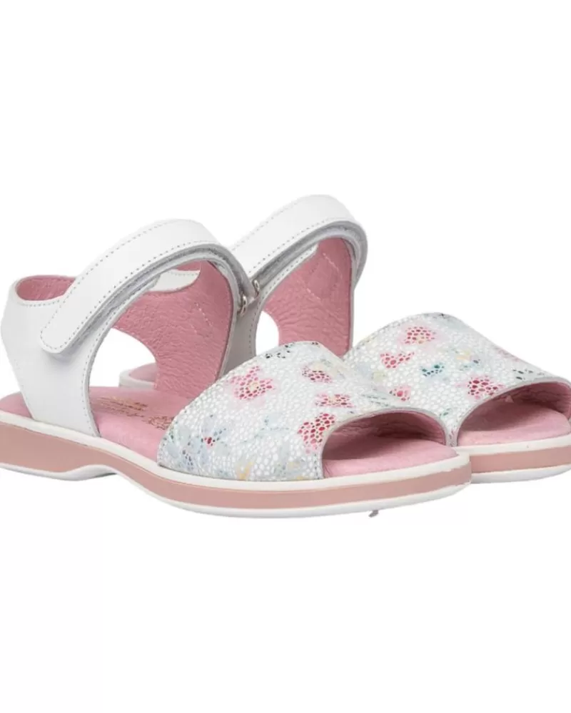 Girl ANGELITOS Sandals-Girl Sandals Sandalia Flor Ang578 Blanco