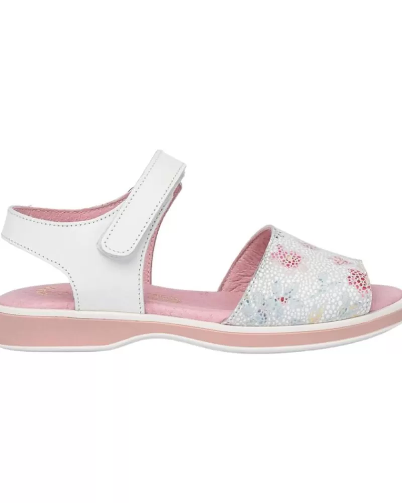 Girl ANGELITOS Sandals-Girl Sandals Sandalia Flor Ang578 Blanco