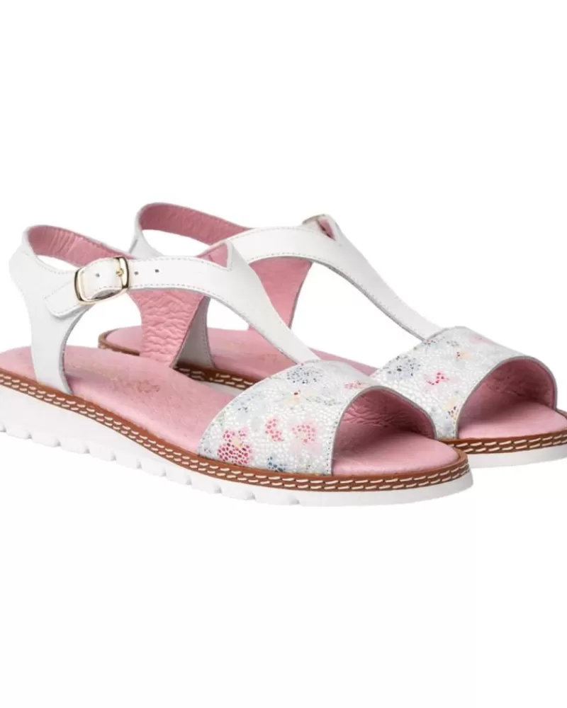 Girl ANGELITOS Sandals-Girl Sandals Sandalia H Flor Ang625 Blanco