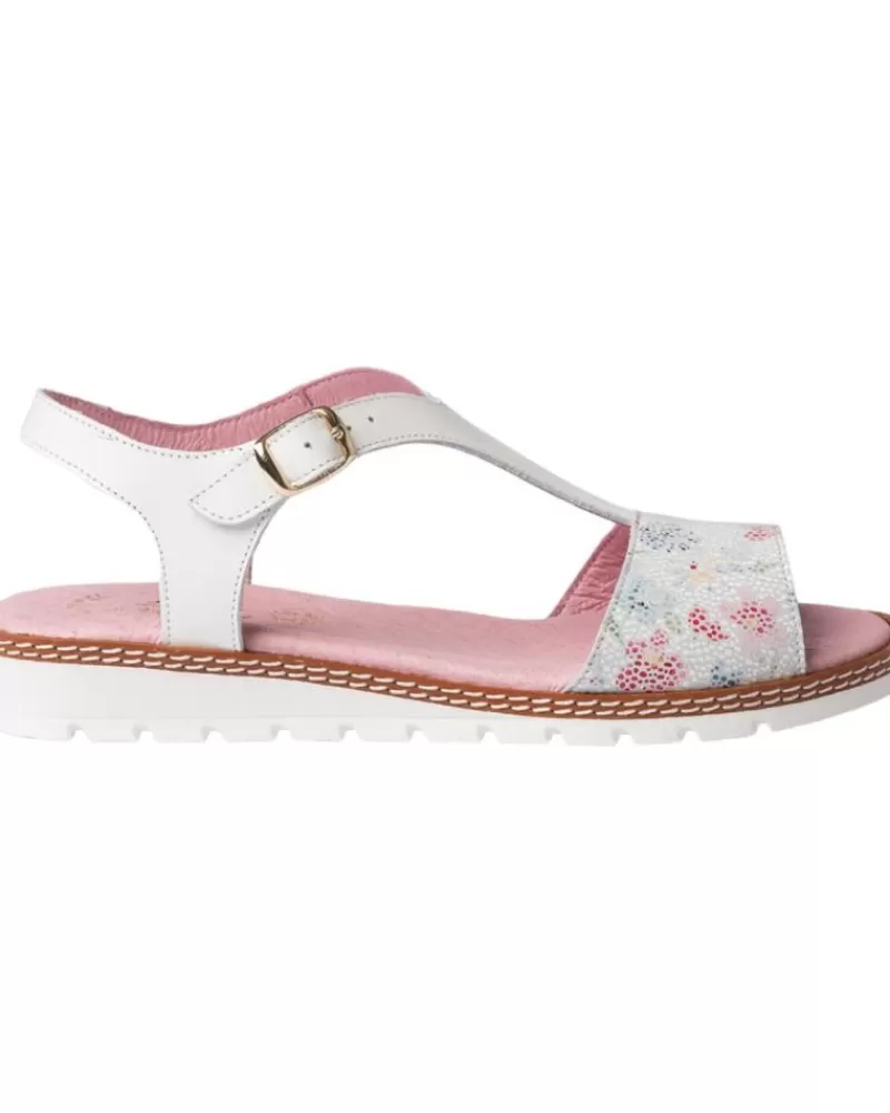 Girl ANGELITOS Sandals-Girl Sandals Sandalia H Flor Ang625 Blanco