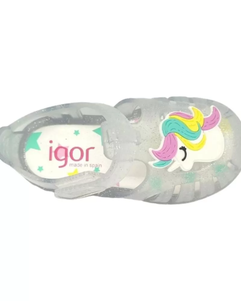 Girl IGOR Flip Flops-Girl Sandals Cangrejera Agua Tr Transparente Glit