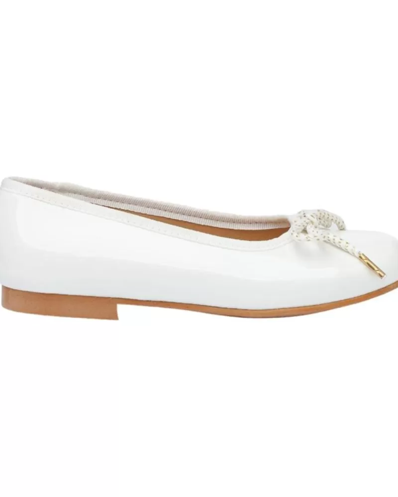 Girl ANGELITOS Flat Shoes-Girl Shoes Bailarina Ceremonia Charol 1569 Blanco