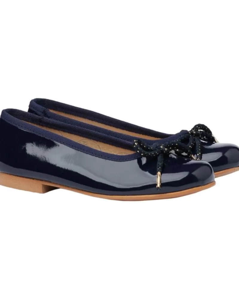 Girl ANGELITOS Flat Shoes-Girl Shoes Bailarina Ceremonia Charol 1569 Marino