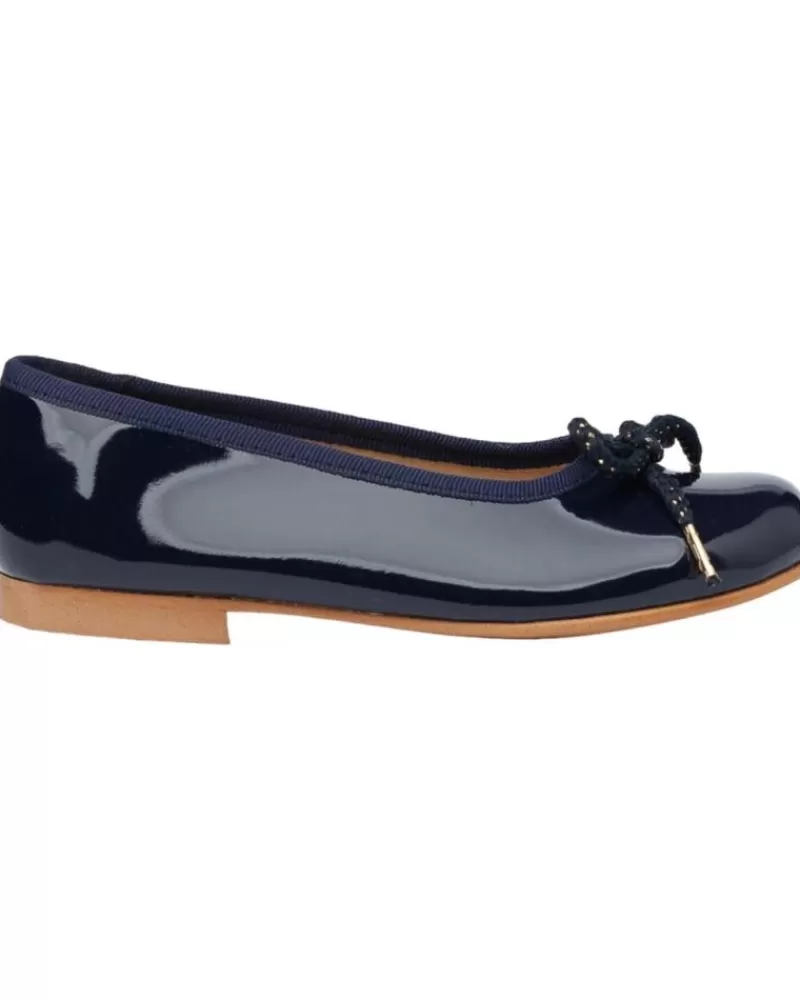Girl ANGELITOS Flat Shoes-Girl Shoes Bailarina Ceremonia Charol 1569 Marino