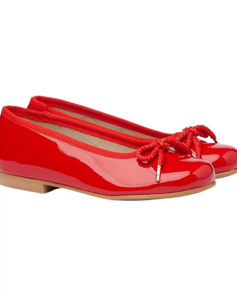 Girl ANGELITOS Flat Shoes-Girl Shoes Bailarina Ceremonia Charol 1569 Rojo