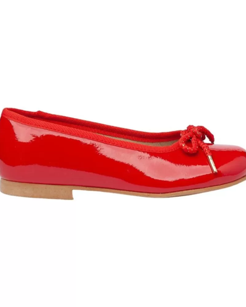 Girl ANGELITOS Flat Shoes-Girl Shoes Bailarina Ceremonia Charol 1569 Rojo