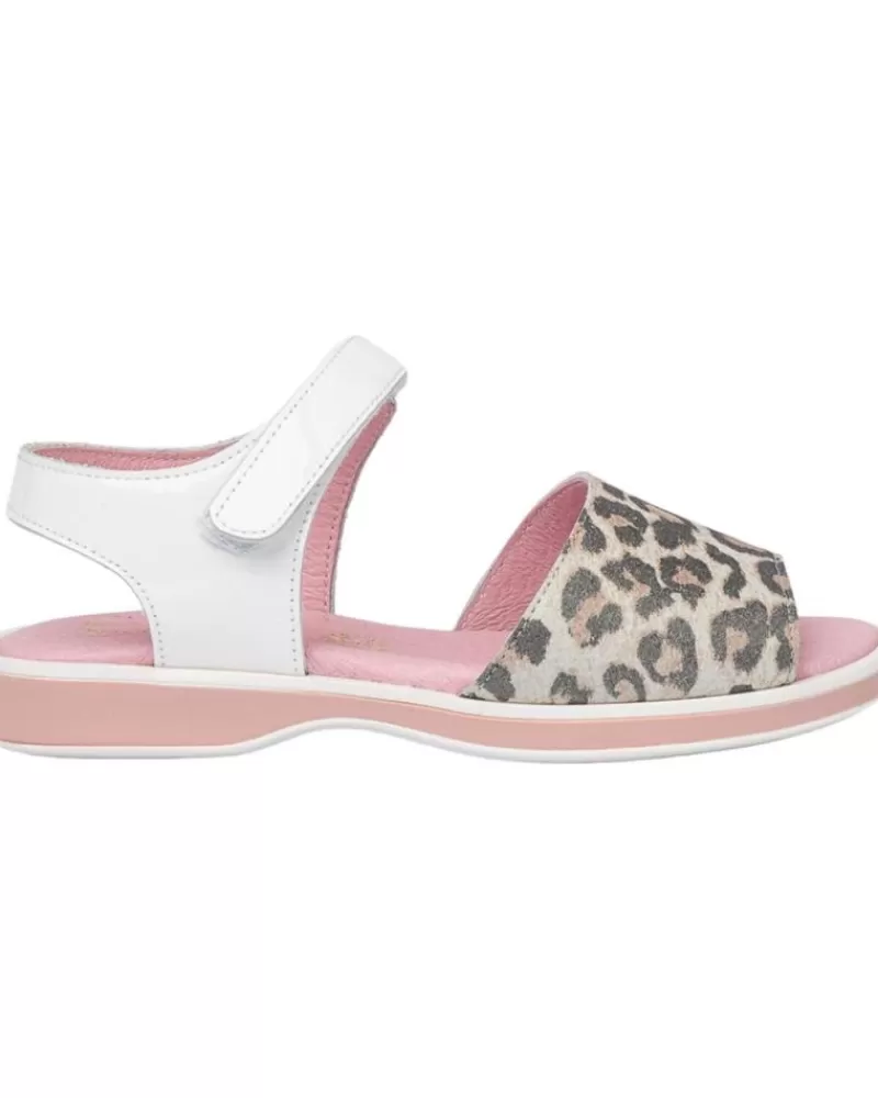 Girl ANGELITOS Sandals-Girl Shoes Sandalia Leopardo Ang577 Blanco